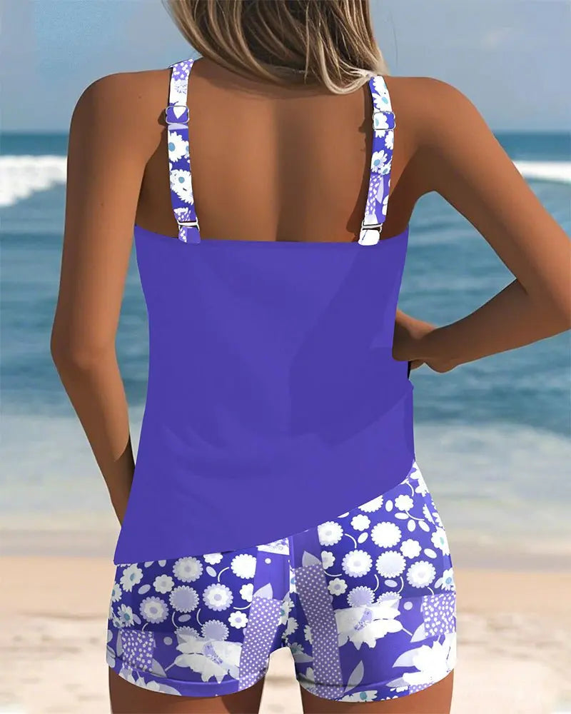 Sjoerdtje | Tweedelige tankini met bloemenshort