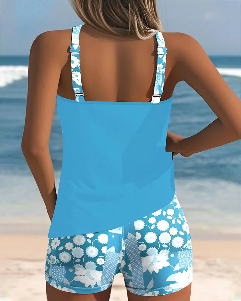 Sjoerdtje | Tweedelige tankini met bloemenshort