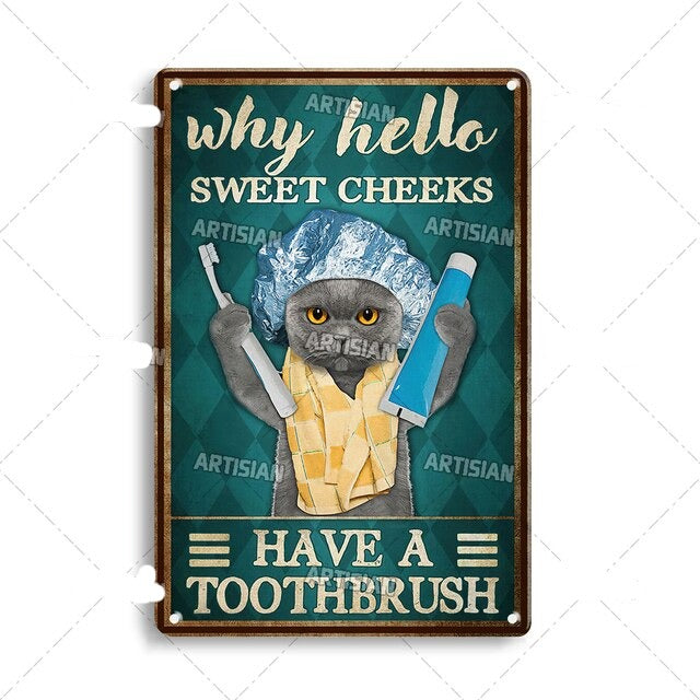 Vintage cat | metalen poster – materiaal: Tin — afbeelding 22