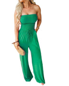 Off-Shoulder zomerjumpsuit met brede pijpen
