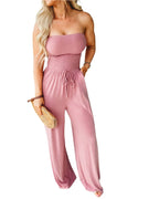 Off-Shoulder zomerjumpsuit met brede pijpen
