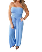 Off-Shoulder zomerjumpsuit met brede pijpen