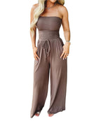 Off-Shoulder zomerjumpsuit met brede pijpen