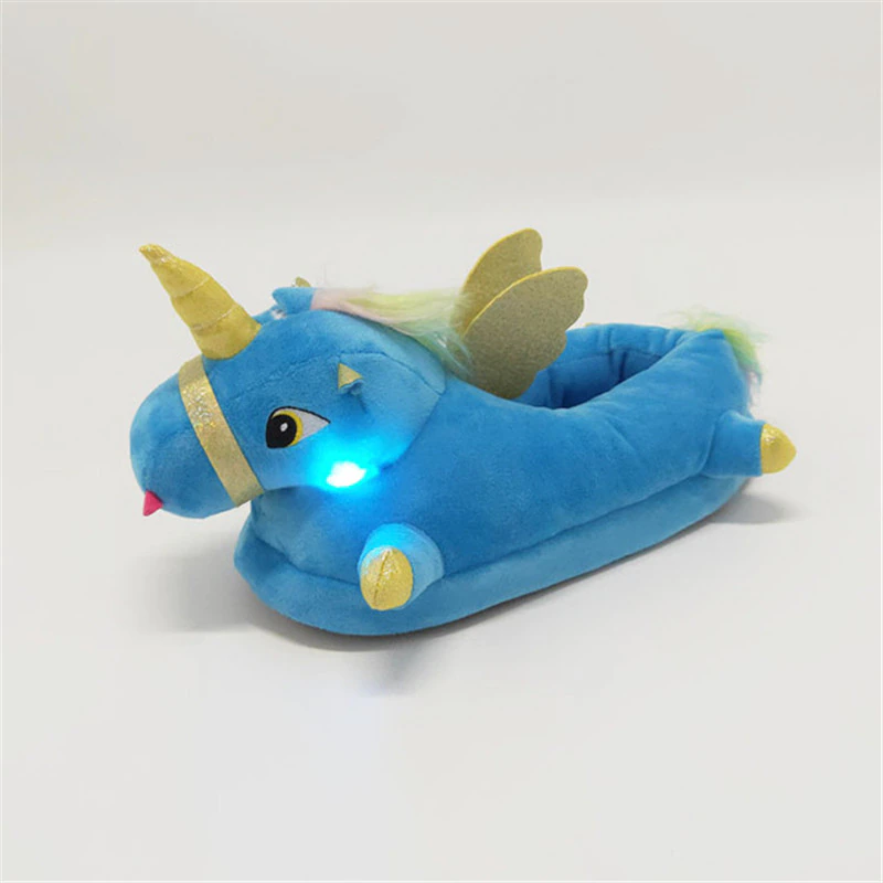 Lichtgevende pantoffels met eenhoornmotief