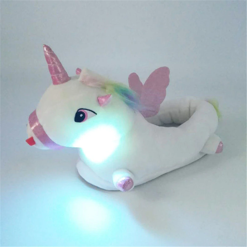 Lichtgevende pantoffels met eenhoornmotief