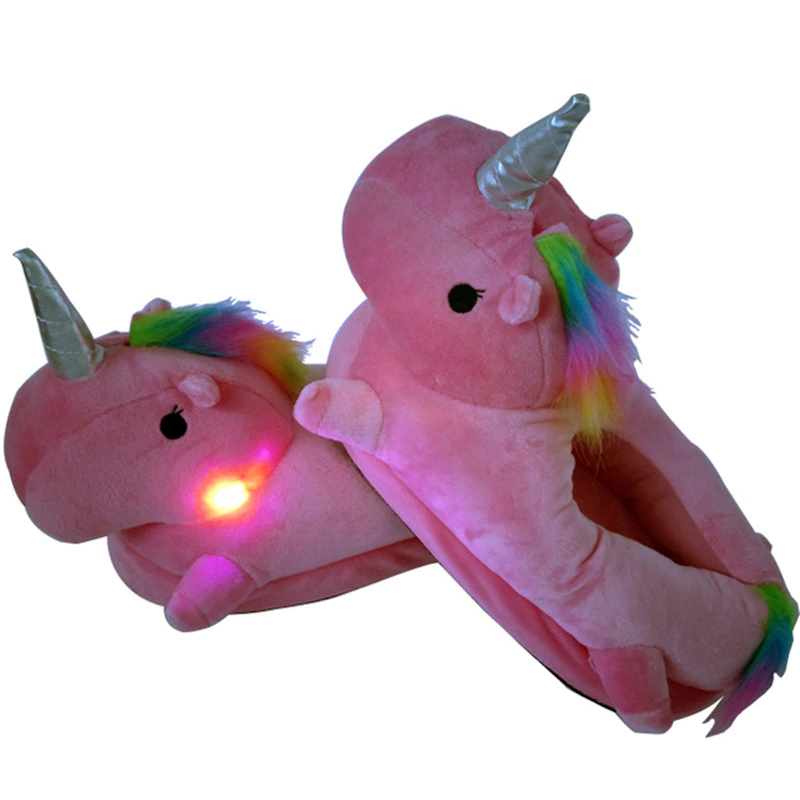 Lichtgevende pantoffels met eenhoornmotief
