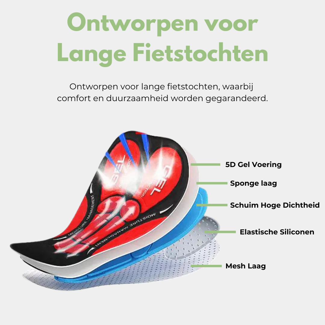 Uniseks fietsbroek met gevoerde zeem en geldemping
