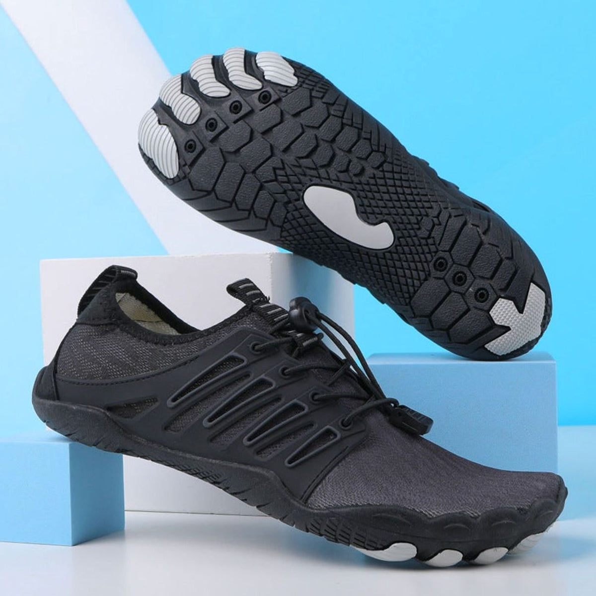 Uniseks waterschoenen met mesh en brede neus
