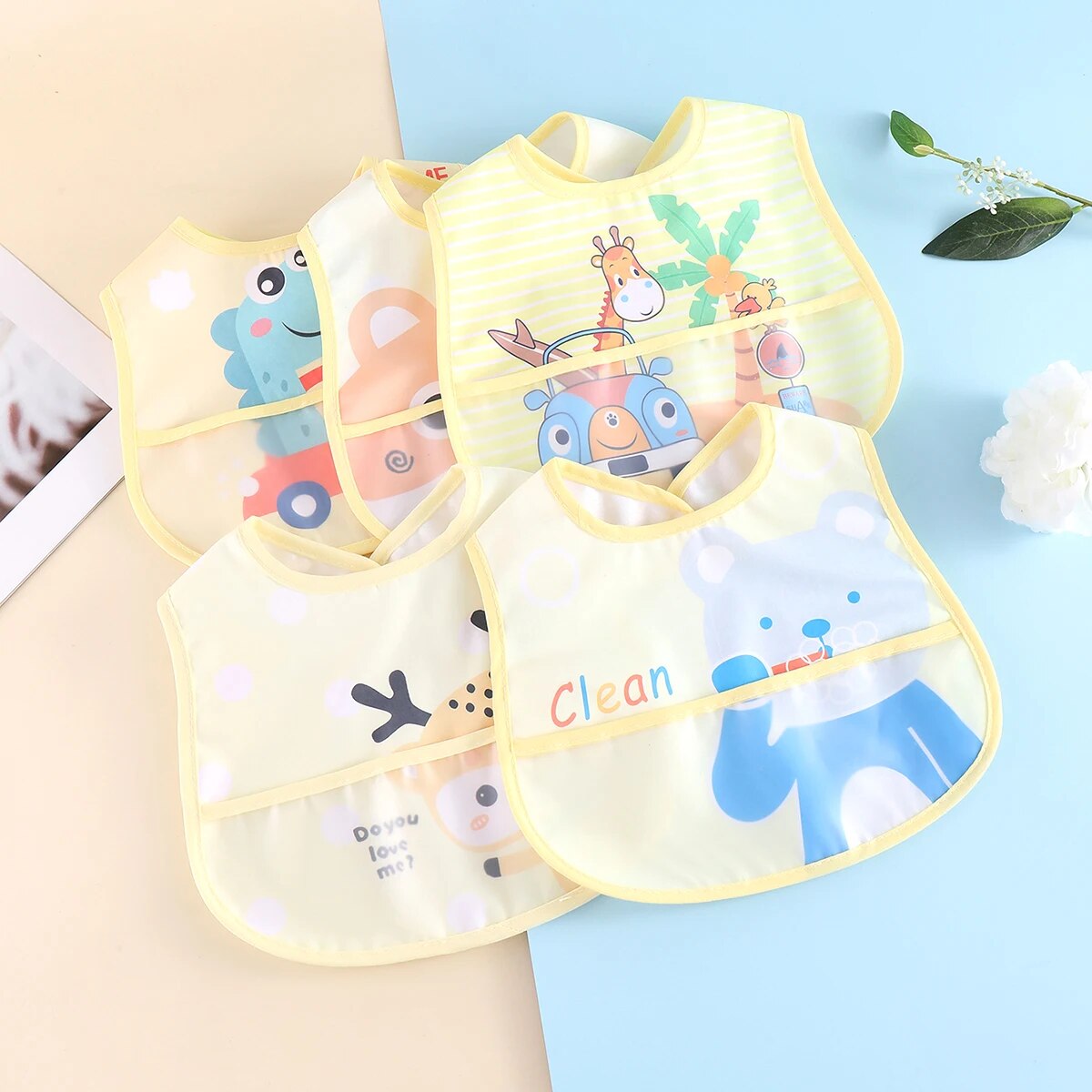 Baby slabbetjes – verstelbaar 5 stuks