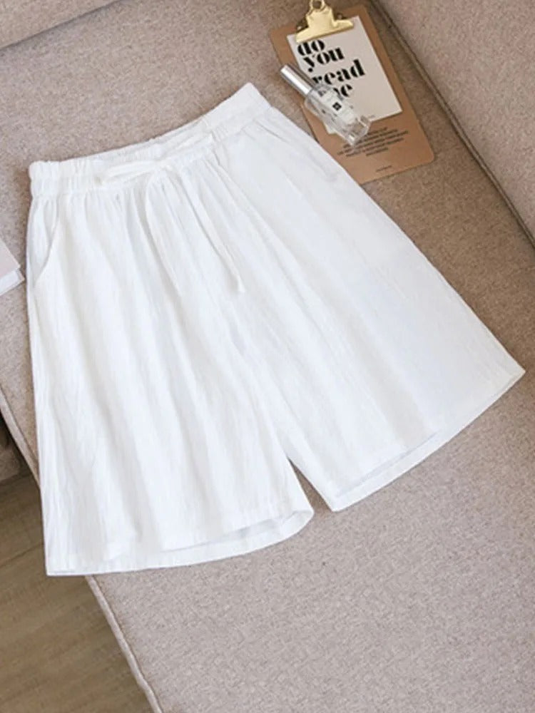 Luchtige dames katoenen shorts met stretchband