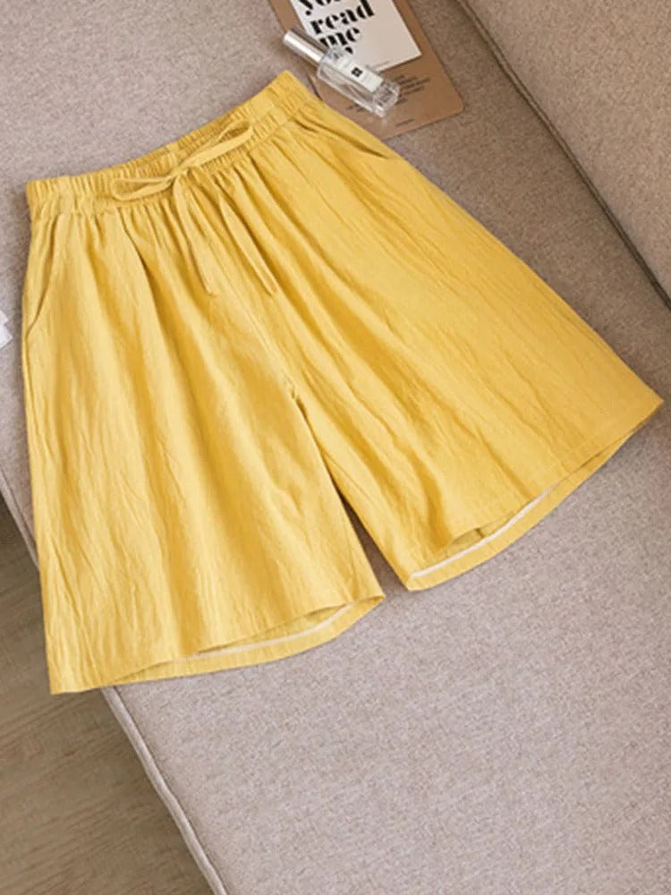Luchtige dames katoenen shorts met stretchband