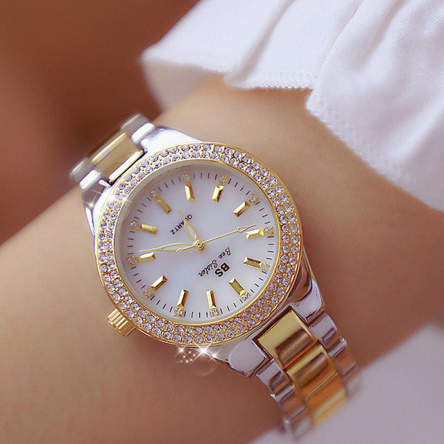 Dames quartz horloge met glanzende afwerking