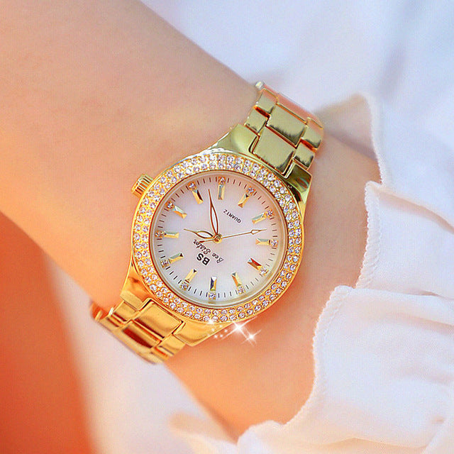 Dames quartz horloge met glanzende afwerking