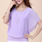 Dames chiffon blouse met ruche mouwen