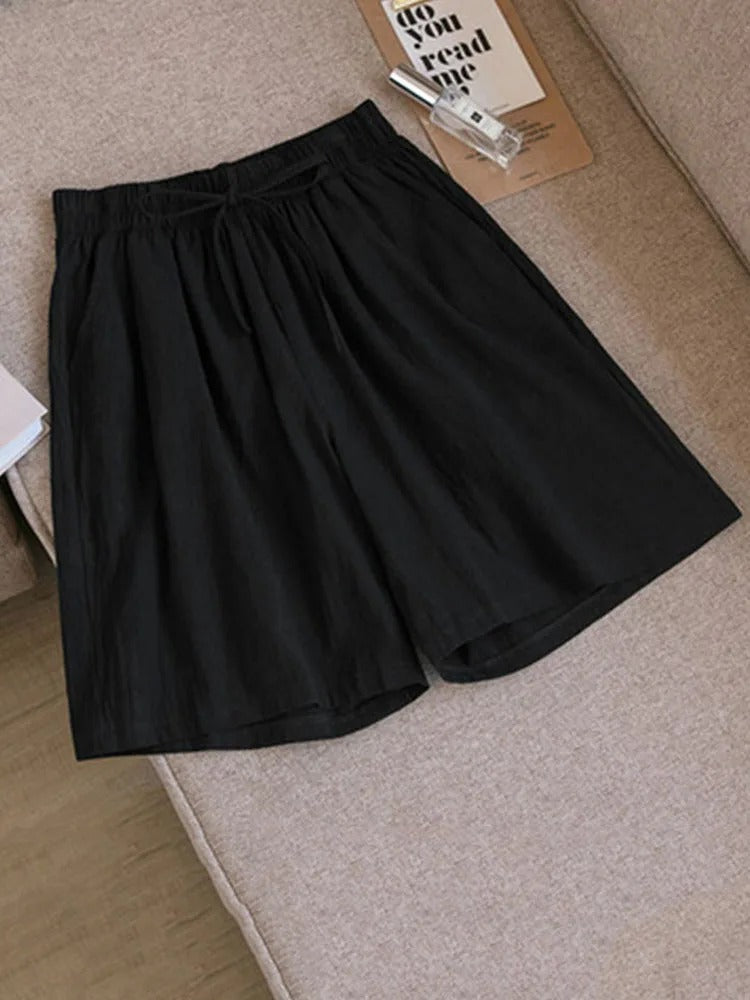 Luchtige dames katoenen shorts met stretchband