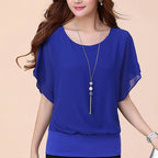 Dames chiffon blouse met ruche mouwen