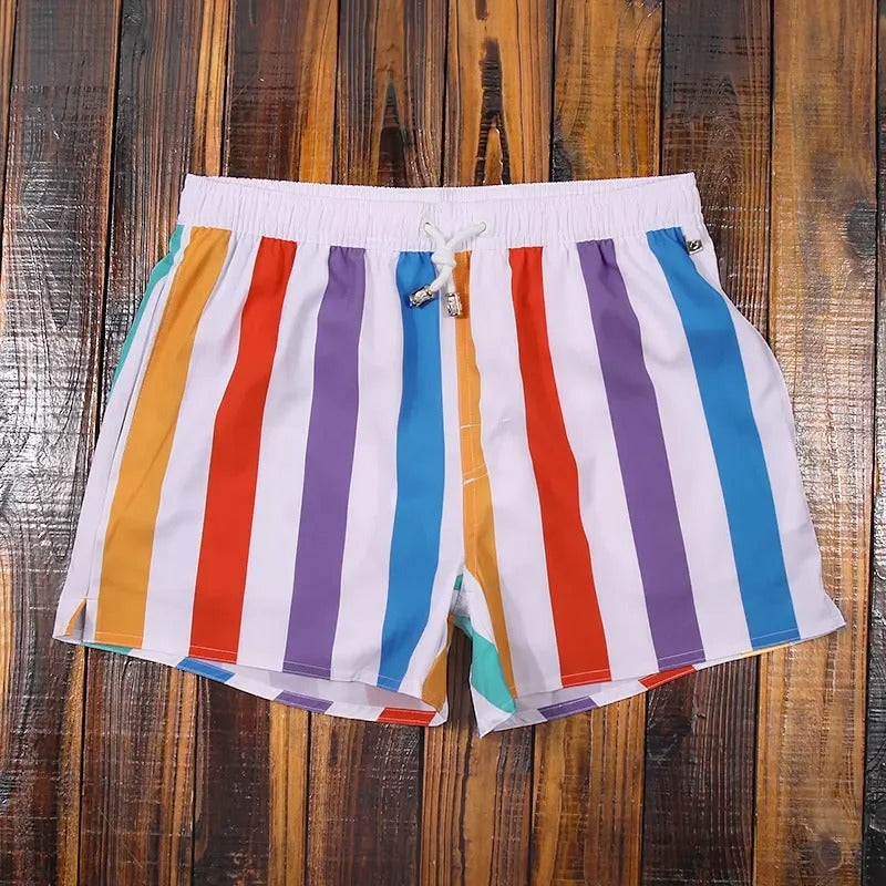 Gestreepte herenshorts met elastische tailleband