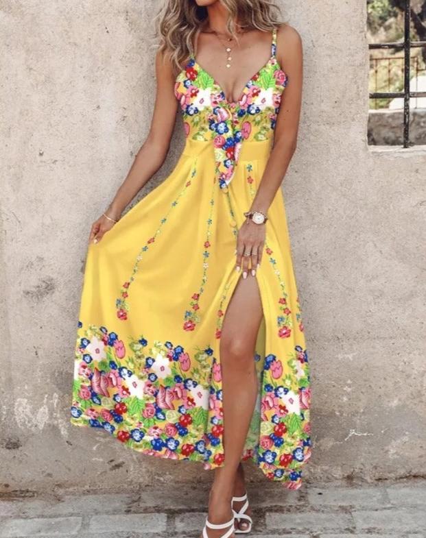 Casual maxi-jurk met knoopdetail