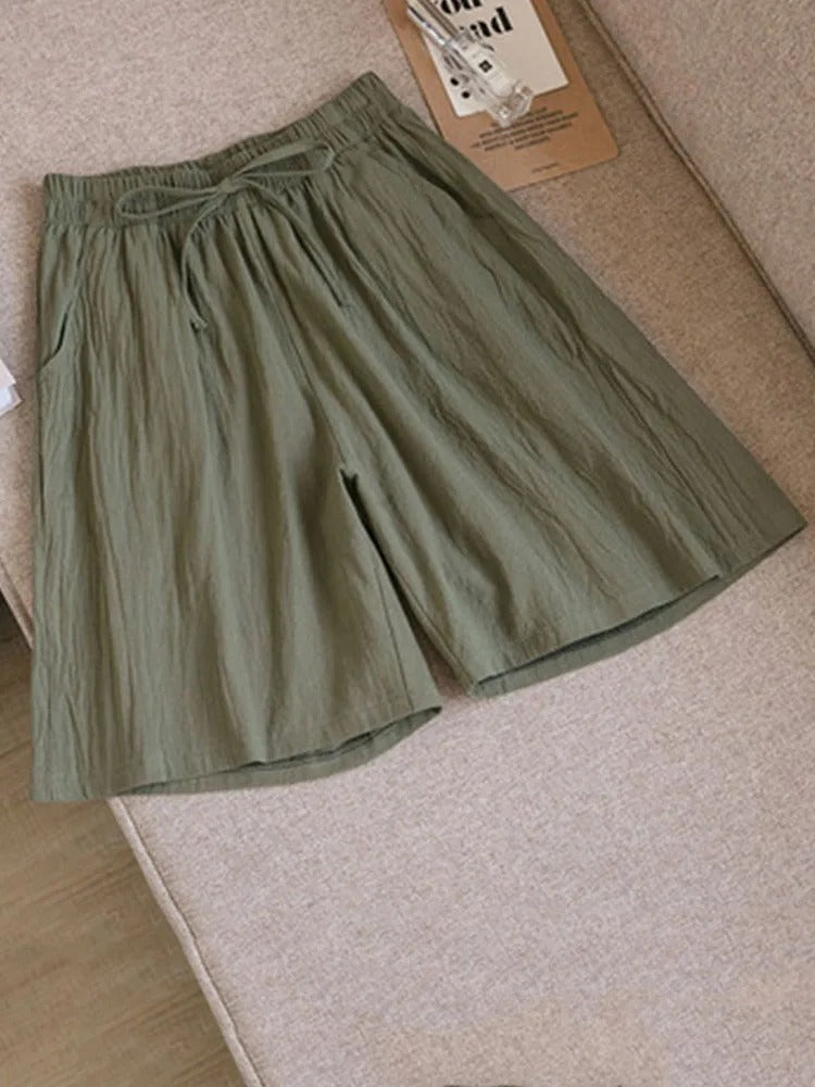 Luchtige dames katoenen shorts met stretchband