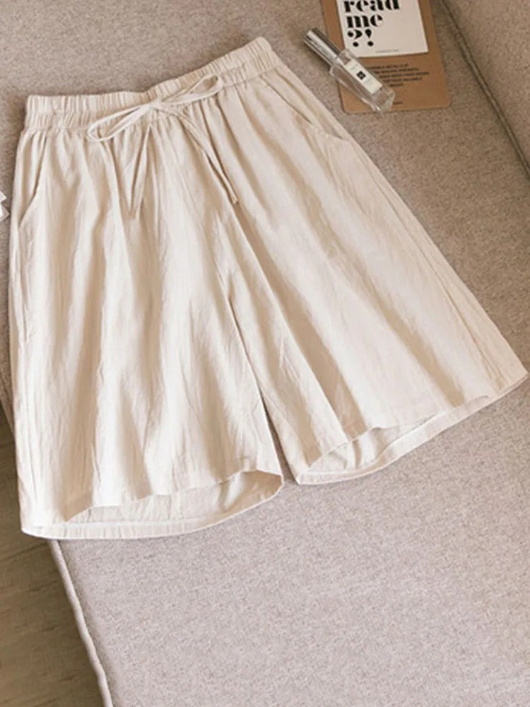 Luchtige dames katoenen shorts met stretchband