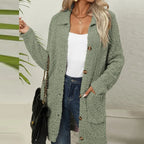 Lang teddy-vest met zakken