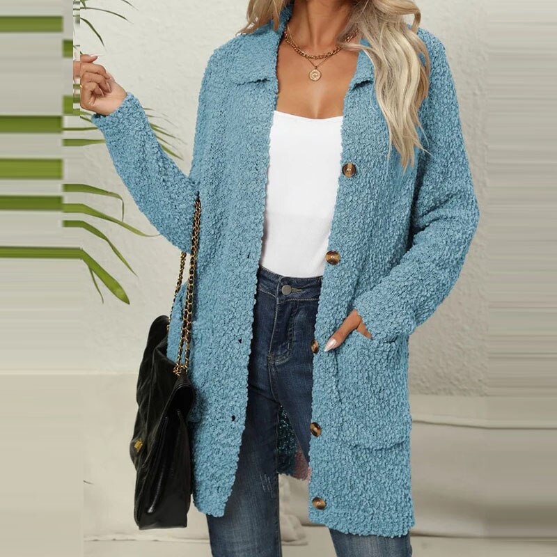 Lang teddy-vest met zakken