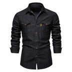 Elastisch katoenen denim overhemd