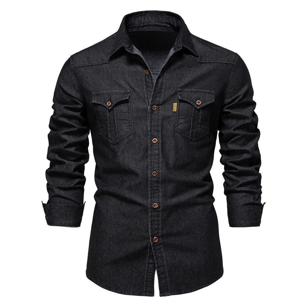 Elastisch katoenen denim overhemd