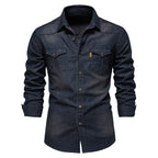 Elastisch katoenen denim overhemd