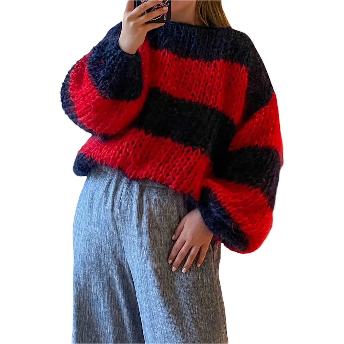 Oversized dames trui met strepenpatroon