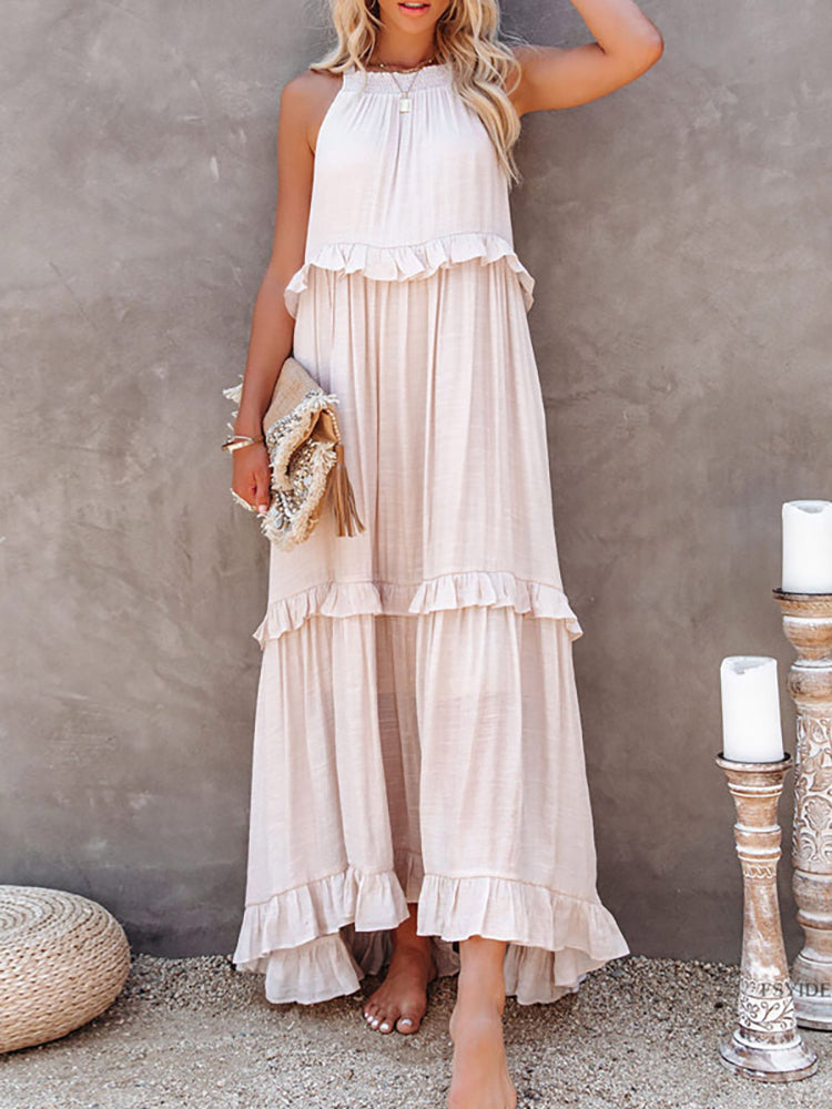Mouwloze maxi-jurk met strikdetail