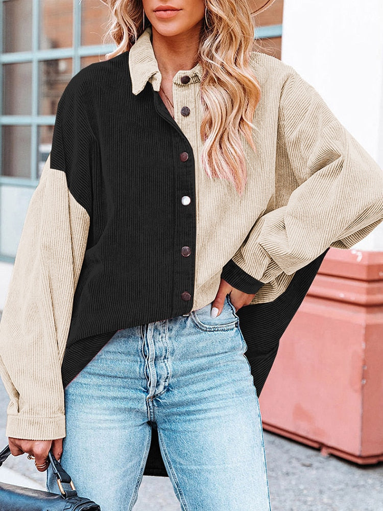 Corduroy damesblouse voor herfstdagen