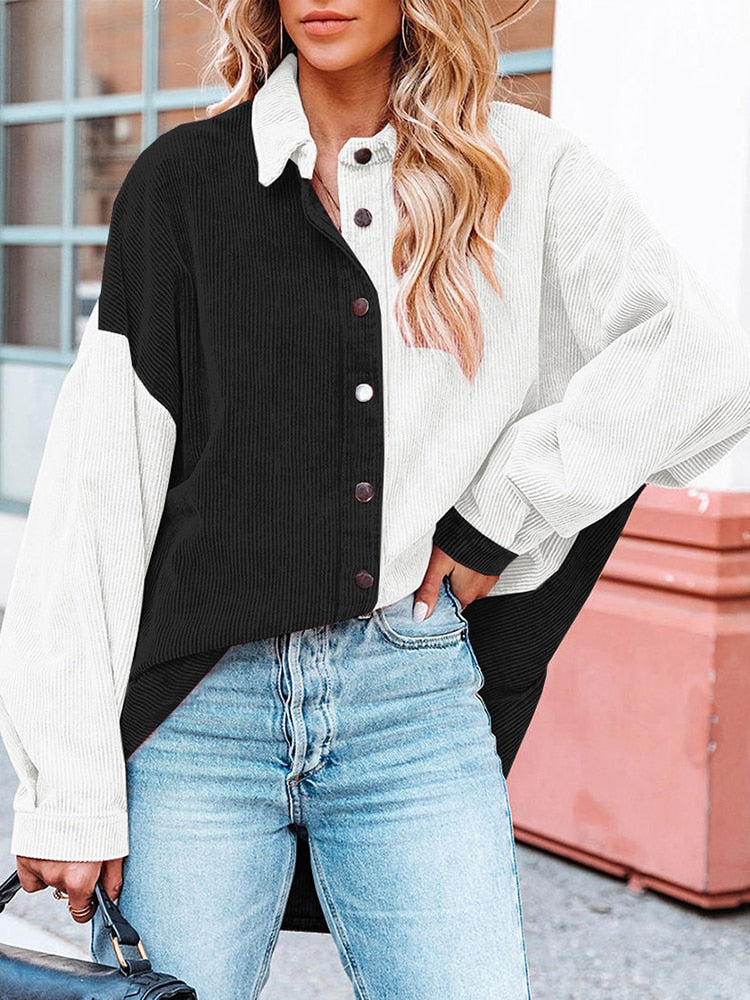 Corduroy damesblouse voor herfstdagen