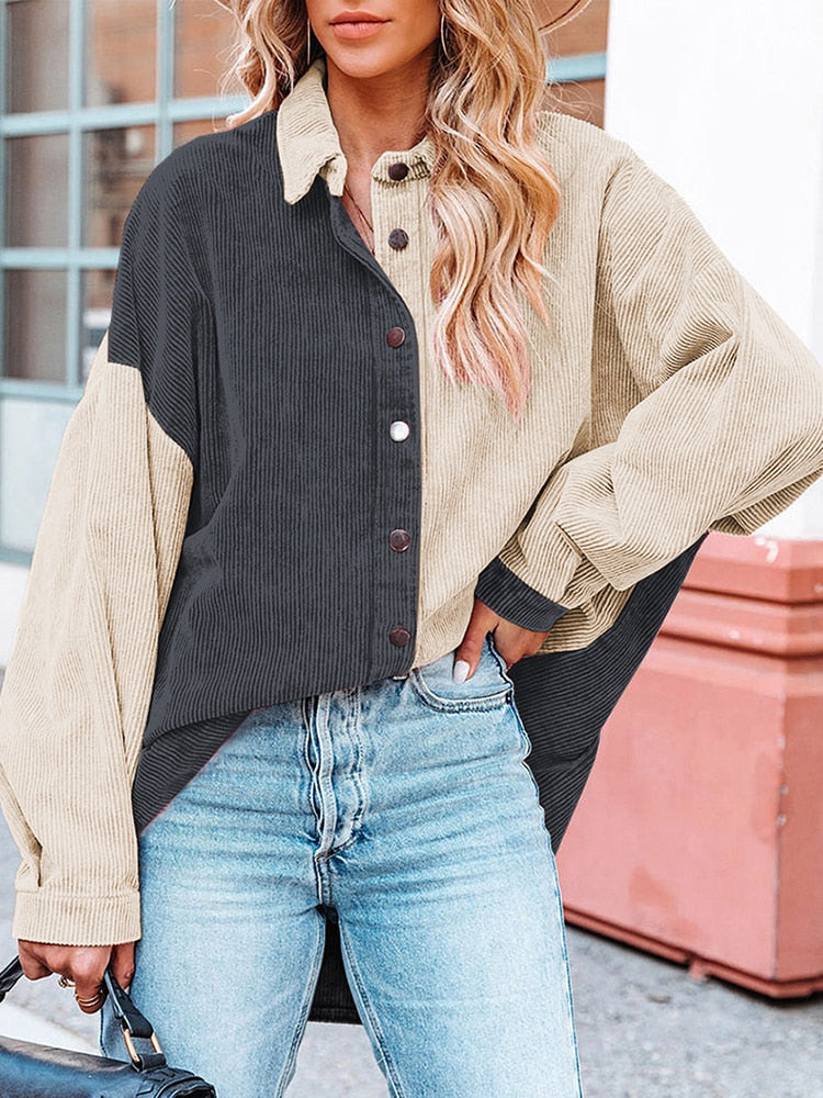 Corduroy damesblouse voor herfstdagen
