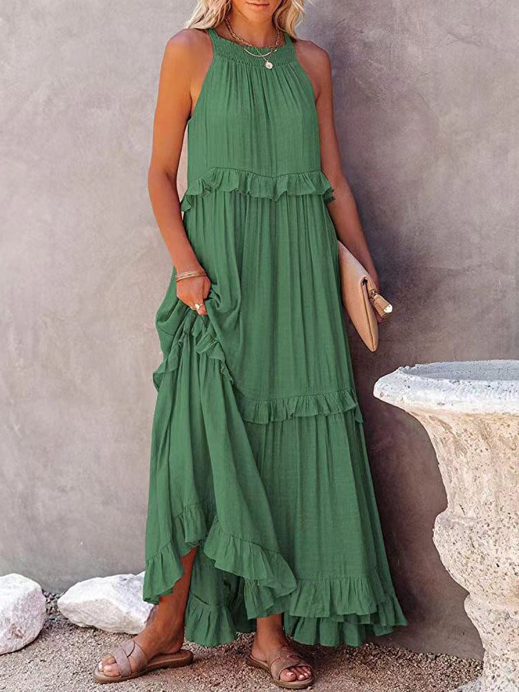Mouwloze maxi-jurk met strikdetail