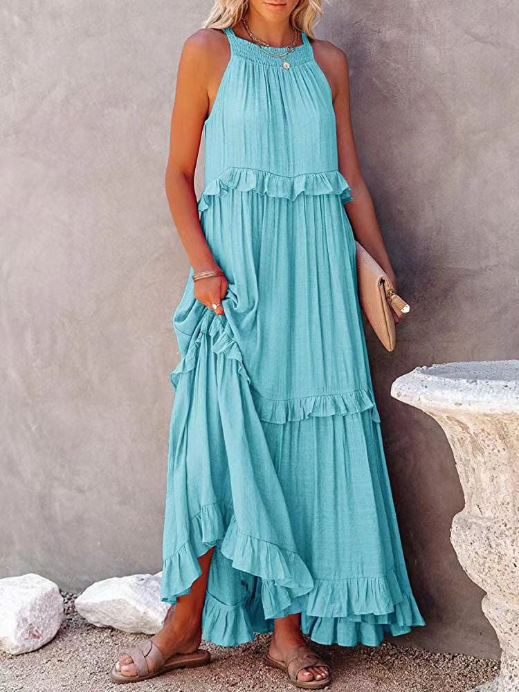 Mouwloze maxi-jurk met strikdetail