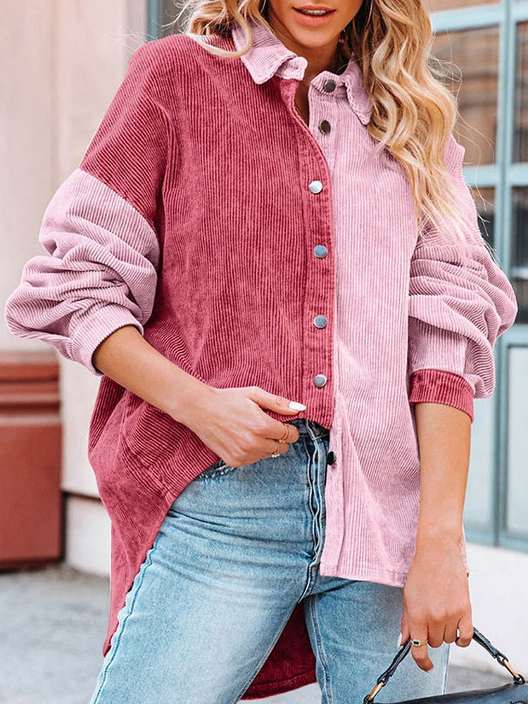 Corduroy damesblouse voor herfstdagen