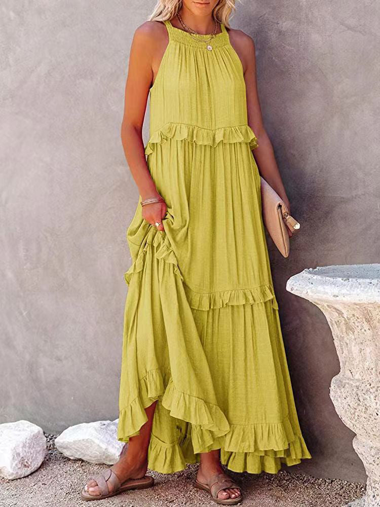 Mouwloze maxi-jurk met strikdetail