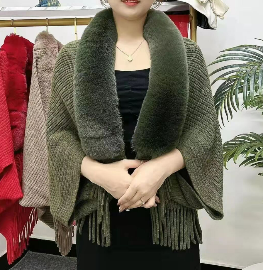 Damesvest louise – met luxueuze faux fur kraag – one size
