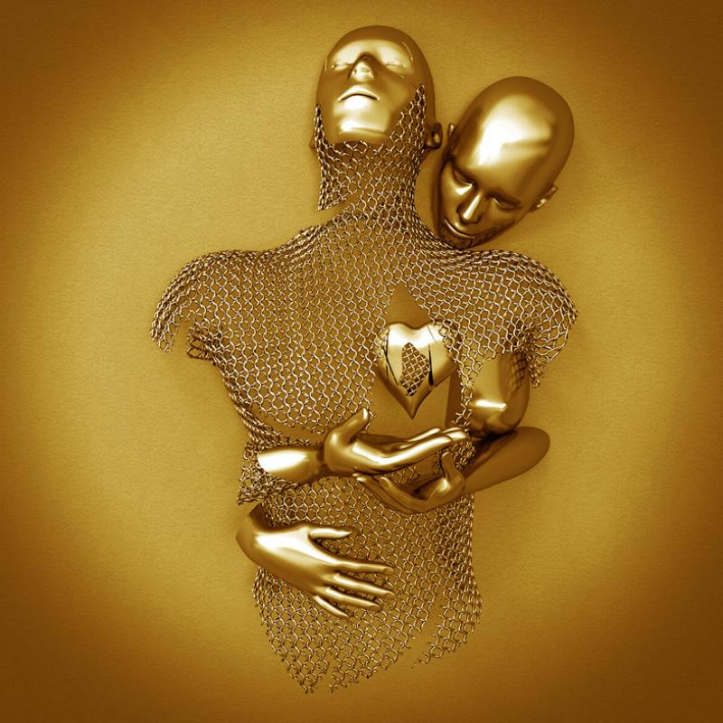 Liefdescanvas met metalen figuur