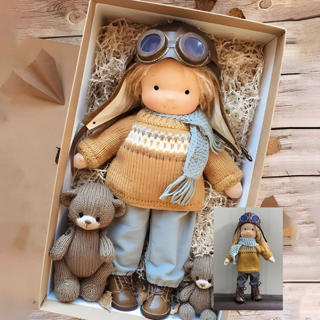 Waldorf-pop van natuurlijke materialen – 30 cm groot