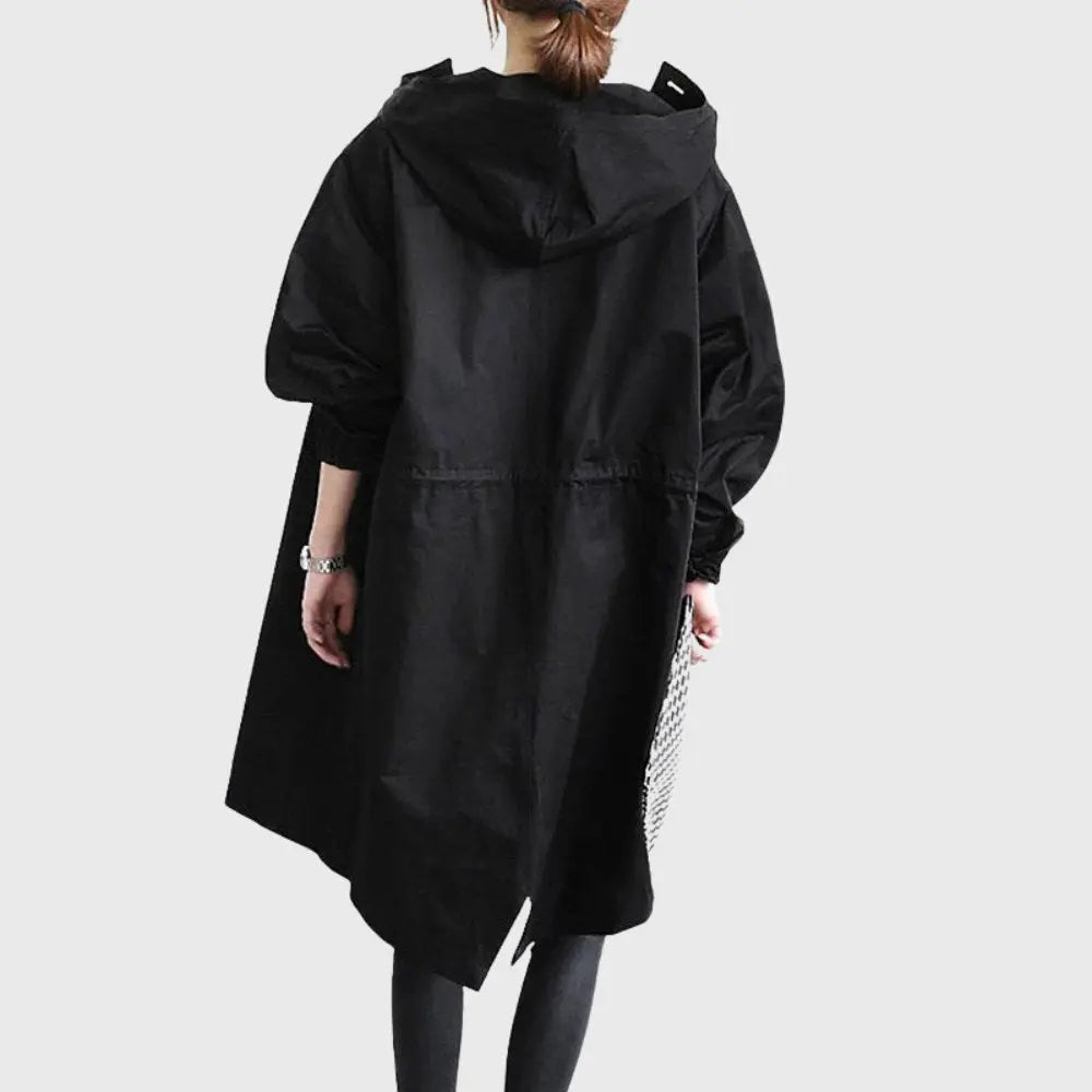 Gwendolyn | Lange damestrenchcoat met capuchon en ceintuur