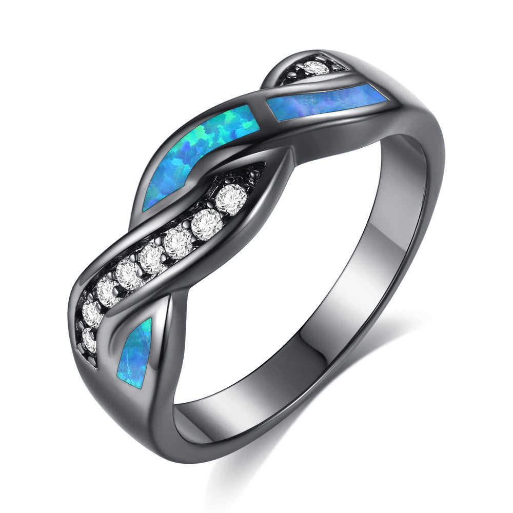Blauwe ring met golfmotief