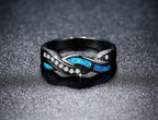 Blauwe ring met golfmotief