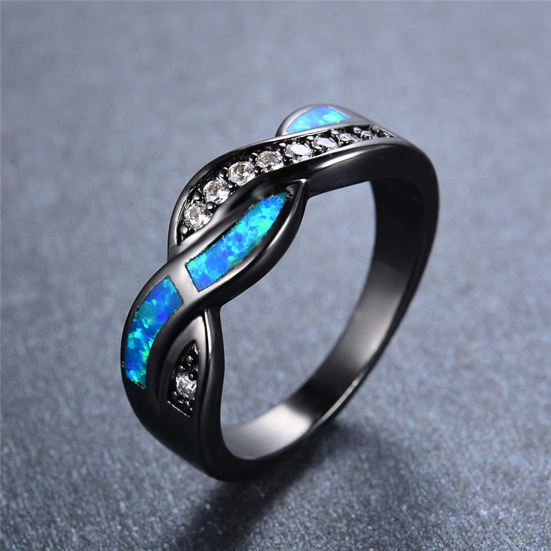Blauwe ring met golfmotief