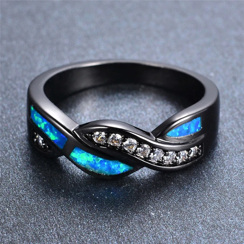 Blauwe ring met golfmotief