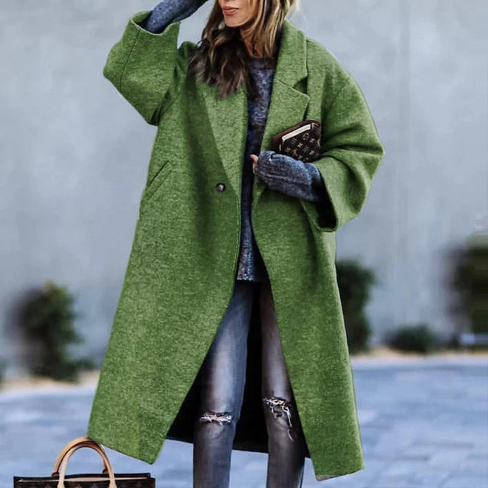 Julienne | Lange oversized dameswintermantel in wollook