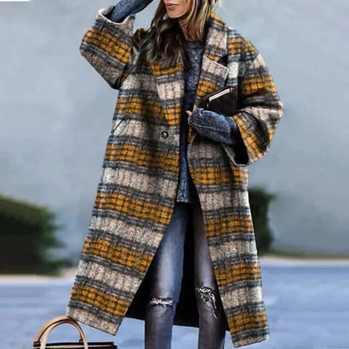 Julienne | Lange oversized dameswintermantel in wollook