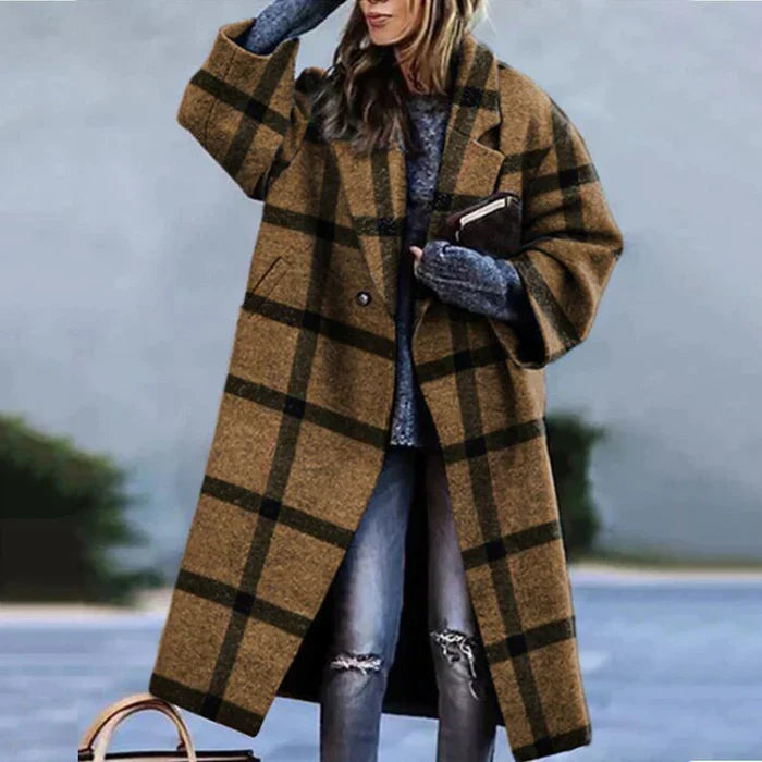 Julienne | Lange oversized dameswintermantel in wollook