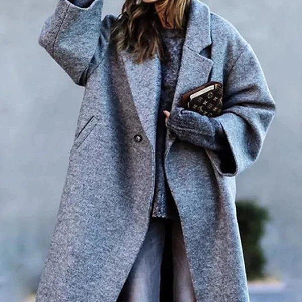 Julienne | Lange oversized dameswintermantel in wollook